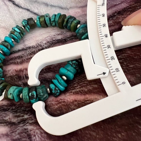 ❤️ Desert Pearls Kingman Turquoise Heishi Sterling Stretch Sz 7 Bracelet 20.8gms - Picture 6 of 10